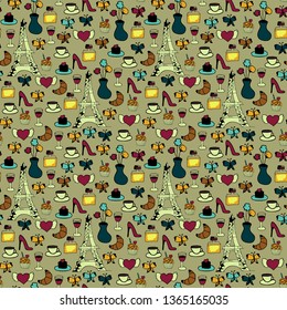 seamless pattern  with France symbols