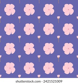 Un patrón impecable de flor frangipani y rosa floreciendo en un concepto floral de mínima forma de primavera, Vector