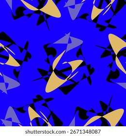 seamless pattern free line of black and gold on blue background