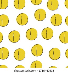
Seamless pattern with freehand drawn yellow full round moon. Moon phases. Sphere Isolated clipart. Doodley. Flat.