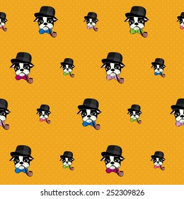 Seamless pattern with French bulldogs 