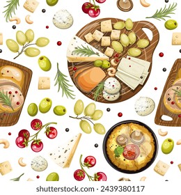 Seamless pattern of French cuisine dish pate. hand drawing. Vector