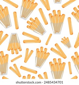 seamless pattern of french fries in a transparent gray bag, for various designs or banners