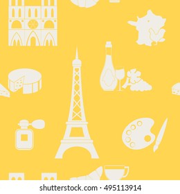 Seamless pattern with  french icons  for your design