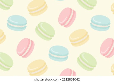 patrón sin fisuras con macarons franceses para banners, tarjetas, volantes, fondos de pantalla de medios sociales, etc.