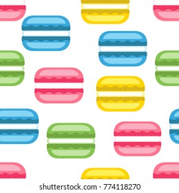 Seamless pattern with french pastries macarons.