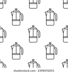Seamless pattern with french press with coffee. Vector Illustration