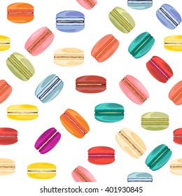 Seamless pattern with french sweet macaroons.Vector background .