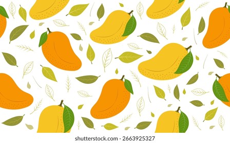Seamless pattern with fresh apples and leaves. Flat design vector illustration.