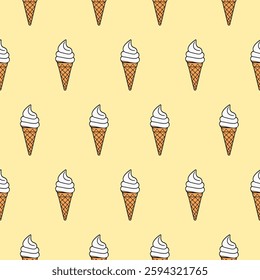 a seamless pattern with a fresh and attractive image of vanilla ice cream
