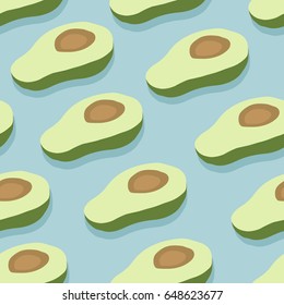 Seamless pattern with fresh avocado, hand drawn icons set. Colorful illustration, raw food vector. Design background with vegetables mix. Decorative wallpaper, good for printing