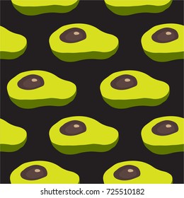 Seamless pattern with fresh avocado, hand drawn backdrop. Colorful illustration, raw food vector. Overlapping background with vegetables. Decorative wallpaper, good for printing