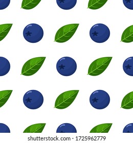 Patrón inmaculado con frescas y brillantes arándanos exóticos sobre fondo blanco. Frutos de verano para un estilo de vida saludable. Fruta orgánica. Estilo de caricatura. Ilustración vectorial para cualquier diseño.