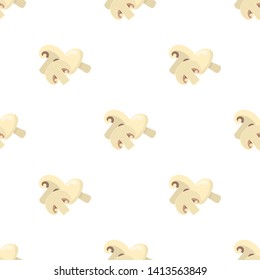 Seamless pattern with fresh champignons. Organic food. Cartoon style. Vector illustration for design, web, wrapping paper, fabric, wallpaper.