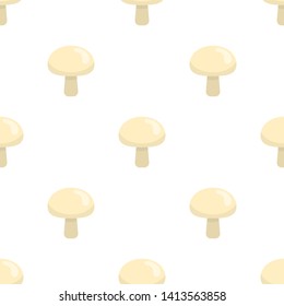 Seamless pattern with fresh champignons. Organic food. Cartoon style. Vector illustration for design, web, wrapping paper, fabric, wallpaper.