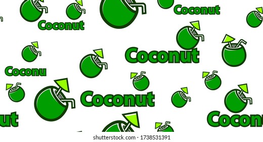 Patrón sin foco con coco fresco. Dibujo a mano libre. Puede utilizarse en papel de embalaje, tela, fondo para diferentes imágenes, etc