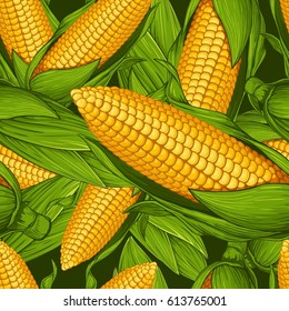 Seamless pattern with fresh corn 