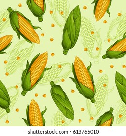 Seamless pattern with fresh corn 