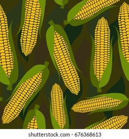 Seamless pattern with fresh corn. Vector illustration is perfect for fabric, textile, wrapping paper and other decoration design.