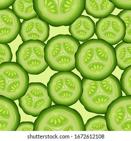 Nahtlose Muster frischer Gurkenscheiben . Vektorillustration