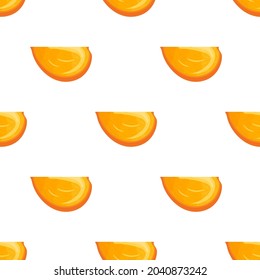 Patrón sin foco con rodajas frescas persimón fruto aislado en fondo blanco. Frutos de verano para un estilo de vida saludable. Fruta orgánica. Estilo de caricatura. Ilustración vectorial para cualquier diseño.