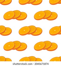 Seamless pattern with fresh cut slices persimmon fruit isolated on white background. Summer fruits for healthy lifestyle. Organic fruit. Cartoon style. Vector illustration for any design.