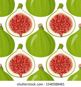 Seamless pattern with fresh figs whole and half. Food background.
