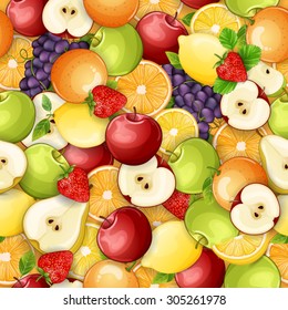 Seamless  pattern with fresh fruits.