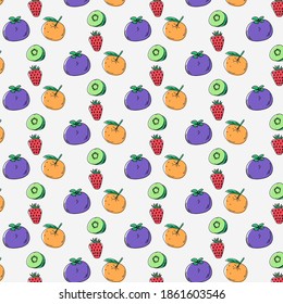 Seamless pattern fresh fruits design on white background