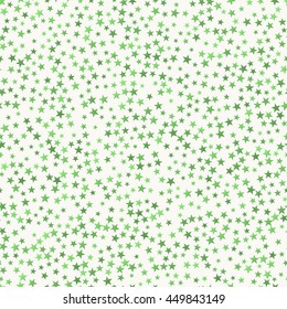 Seamless Pattern of Fresh Green Stars with Various size and Shades  scattered Randomly.