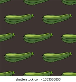Seamless pattern of Fresh green zucchini. Vector illustration