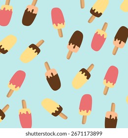 Un patrón sin fisuras con una mezcla fresca de helado. Fondo de helado dulce. Patrón inconsútil del postre para el diseño del verano