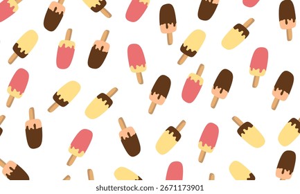 A seamless pattern with a fresh of ice cream. Sweet Ice Cream Background. Seamless Dessert Pattern for Summer Design