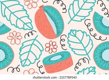 seamless pattern with fresh kiwi fruit. vector illustration