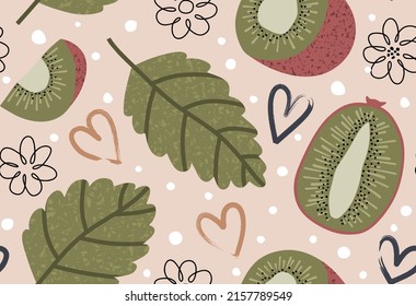 seamless pattern with fresh kiwi fruit. vector illustration