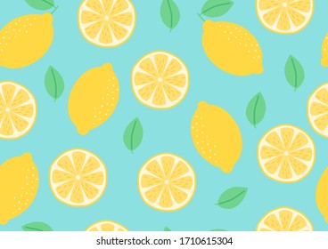 Seamless pattern of fresh lemon