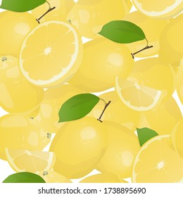 Seamless pattern of fresh lemon Background