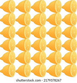 Seamless pattern of fresh lemon fruit slice ready for tea vector illustration on white background