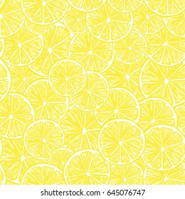 Seamless pattern with fresh lemon slices. Element for design.