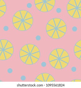 Seamless pattern with fresh lemons on pink background -Trendy Simple vector symbol for web site design - minimalism