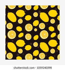 Seamless Pattern With  Fresh Lemons. Vector Graphic