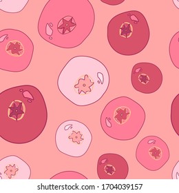 seamless pattern with fresh lingonberries and cranberries on pink background. Modern abstract design for packaging, paper, cover, fabric, interior decor