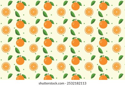 Padrão sem emenda com frutas laranja frescas. Fatias de laranja vetorial cítrico repetem o padrão para decoração e impressão. Padrão de repetição de citrinos