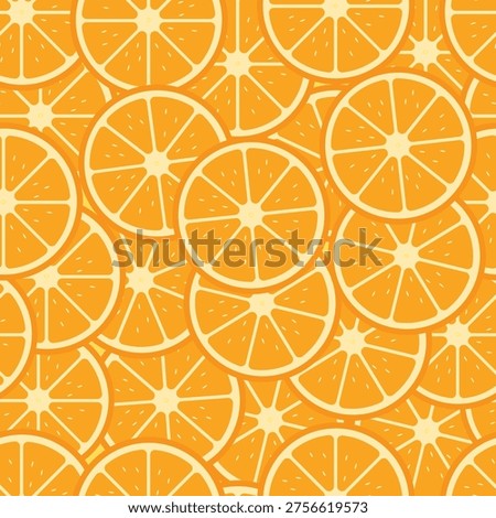Seamless Pattern of Fresh Orange Slices Vector Illustration