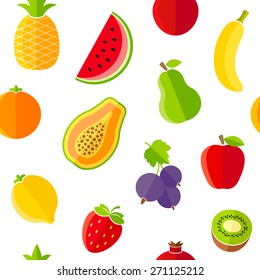 Seamless pattern with fresh organic fruits. The pattern can be repeated or tiled without any visible seams