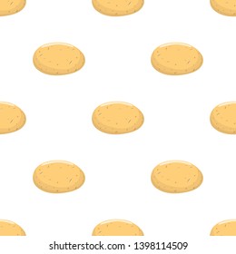 Seamless pattern with fresh potato vegetable. Organic food. Cartoon style. Vector illustration for design, web, wrapping paper, fabric, wallpaper.