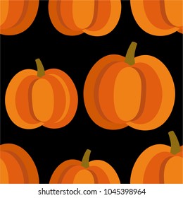 Seamless pattern with fresh pumpkins, hand drawn backdrop. Colorful illustration, raw food vector. Overlapping background with vegetables collection. Decorative wallpaper, good for printing