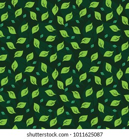 Seamless Pattern Fresh Repeated Green Leaf Nature