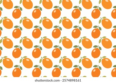 Seamless pattern with fresh ripe kumquats. Vector illustration.