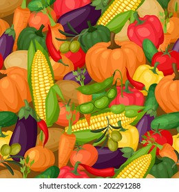 Seamless pattern with fresh ripe stylized vegetables.